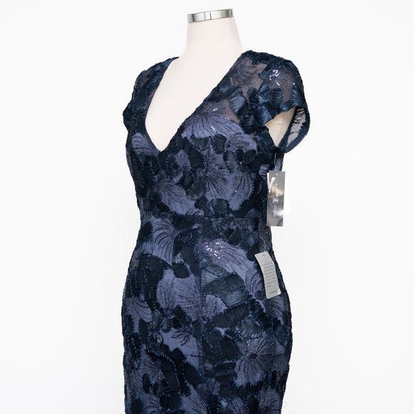 Betsy & Adam - Flower Embroidered Cap Sleeve Gown - Picture 10 of 14